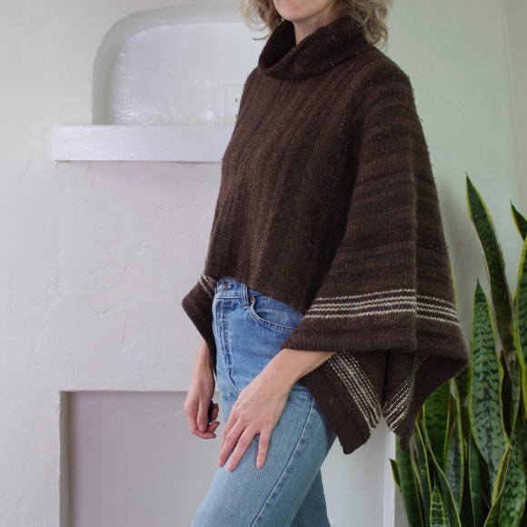 Ralph Lauren Sport Brown Cashmere/Wool Blend Poncho STORED IN MOTHBALLS - Picture 7 of 8